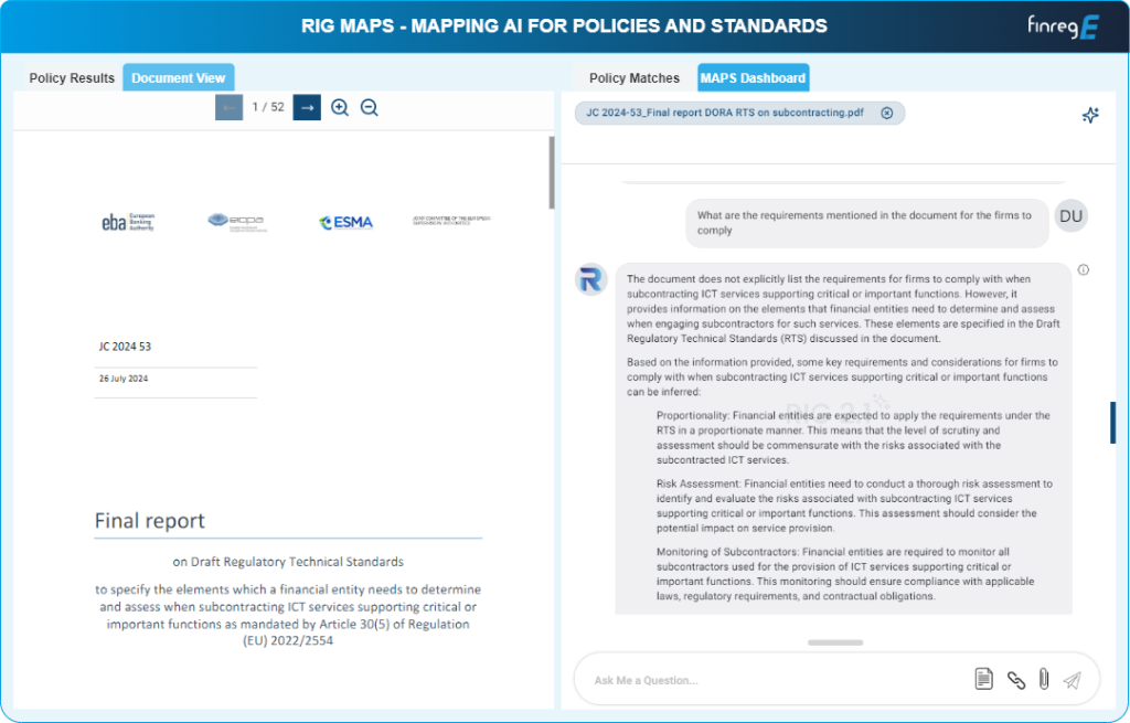 DORA, Policy Mapping, RIG, GenAI